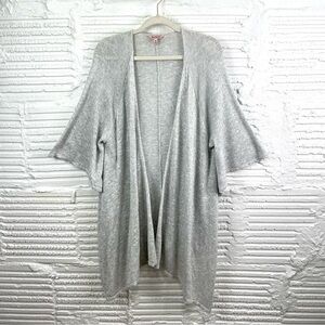 Juicy Couture Gray/Silver Metallic Open Front Bohemian Kimono Cardigan Size M